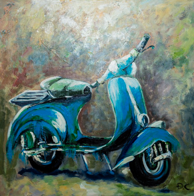 Tranh Sơn Dầu Vespa Cổ